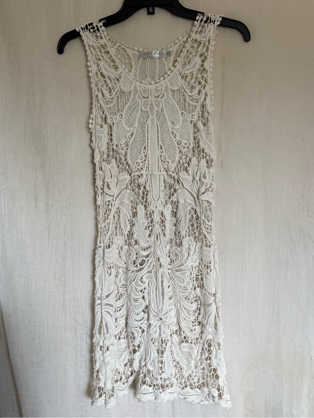 Solitaire Crochet Cream Lace Sleeveless Dress